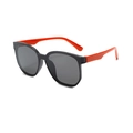 Kids hip hop sunglasses with black frame and orange temples for 5-12 years old - Black Frame Grey Lens Red Legs