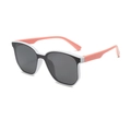 Kids hip hop sunglasses with black frame white edge and bright pink temples for UV protection - White Frame Pink Legs Grey Lens