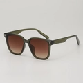 Oversized olive green sunglasses with translucent frames and gradient brown lenses - One Size / Olive Green Frame Gradient Tea Lens