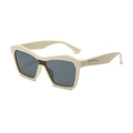 Kids hip hop style oversized sunglasses in cream beige frame with dark grey lenses - Cream White Frame Gray Lens