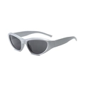 Futuristic silver wrap-around sports sunglasses with dark grey lenses for active kids - Silver Frame Grey Lens