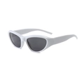 Hip hop sports sunglasses for kids with thick white oval frames and dark grey lenses - White Frame Gray Lens