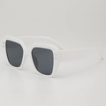 Chic white square frame sunglasses with dark lenses and star-shaped metal rivets - White Frame Gray Lens