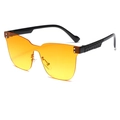 Rahmenlose Übergroße Kinder-Sonnenbrille mit orangefarbenen Verlaufsgläsern und Bügeln - UV400 Schutz / Schwarzer Rahmen Verlaufs-Orange-Linsen