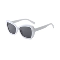 Retro oversized kids sunglasses featuring thick white resin frames and grey lenses - White Frame Gray Lens