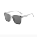 Retro square kids sunglasses with wide white frames and dark gray polarized lenses - Grey Frame Grey Lens