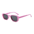 Pink rectangular kids sunglasses with grey lenses and high-gloss plastic frames - Purple Frame Grey Lens