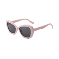 Retro oversized pink kids sunglasses for 3-12 years with silver diamond accents - Pink Frame Grey Lens