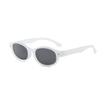 Retro white oval frame sunglasses for kids with protective dark grey lenses - White Frame Gray Lens
