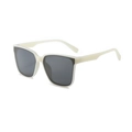 Kids vintage oversized square sunglasses with cream frame and dark grey lenses - Cream White Frame Gray Lens