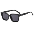 Classic black square frame sunglasses with three-point metal rivet details on white background - Black Frame Grey Lens
