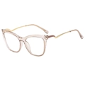 Occhiali anti luce blu cat eye TR90 da donna con montatura champagne e aste in metallo oro - Montatura Tè Chiaro (C4)