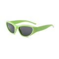 Neon green cat-eye sports sunglasses with dark gray lenses for kids aged 5-12 - Green Frame Grey Lens