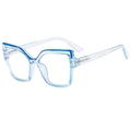 Blue geometric cat-eye anti-blue light glasses with two-tone transparent frames - Blue Frame