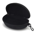 Custodia rigida portatile per occhiali da sole nera con cerniera e gancio in plastica - Custodia per Occhiali Nera XL con Gancio (073)