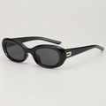 Retro cat-eye zonnebril in zwart met zilveren accenten en donkergrijze glazen voor dames - Retro Ovale Kattenoog Stijl (B01 Y-3) / Zwart Frame Grijze Lenzen