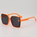 Kids orange square sunglasses with geometric textured temples and UV protection lenses - Orange
