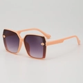 Kids square frame sunglasses in peach pink with gradient lenses and textured temples - Pink