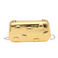 Sac pochette de soirée doré miroir avec bandoulière chaîne et détails ovales en relief - Doré