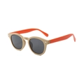 Occhiali da sole vintage bimbo con montatura kaki opaca e stanghette arancioni - Montatura Caffè Aste Rosso Arancio Lenti Grigie