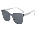 Kids rimless oversized sunglasses with black lenses and white embossed temples - UV400 Protection / White Frame Gray Lens