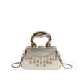 Bolso de noche dorado de lujo con flecos de diamantes y asa de metal lisa - Estilo de Borlas de Diamantes de Imitación / Estilo 2 Dorado