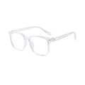Klassische quadratische Kindersonnenbrille mit transparentem Gestell und Bügeln - Transparenter Rahmen / Klare Linsen