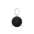 Borsa da sera sferica nera minimalista con manico dorato tondo e tracolla a catena - Nero