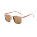 Kinder Sonnenbrille mit weißem Rahmen, rosa Bügeln und braunen Gläsern mit UV-Schutz - Cremefarbener Rahmen Rosa Bügel / Tee Linse
