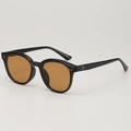 Gafas de sol vintage negras con lentes ámbar y remaches de plata elegantes - Montura Negra Lentes de Té