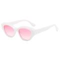 Occhiali da sole cat eye bianchi con lenti rosa sfumate e dettagli sulle stanghette - Montatura Bianco Solido Doppia Lente Rosa