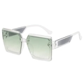 Occhiali da sole squadrati retrò con lenti sfumate verdi e stanghette bicolore alla moda - Taglia Standard (B03 Z-2) / Bianco Trasparente Lenti Sfumate Verdi