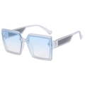 Occhiali da sole quadrati futuristici con montatura bianco opaco e lenti sfumate blu - Taglia Standard (B03 Z-2) / Sabbia Blu Trasparente Lenti Sfumate