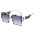 Retro square frame sunglasses with transparent grey frame and purple gradient lenses - Standard Size (B03 Z-2) / Transparent Gray Double Gray Lenses