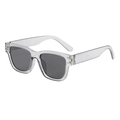 Retro quadratische transparente graue Sonnenbrille mit Goldakzenten und grauen Gläsern - Rauchgrau