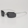 Polarized sports sunglasses with white streamlined frame and dark gray lenses for cycling - White Frame Gray Lens