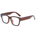 Retro square thick dark brown eyewear frames with anti-blue light lenses for women - Dark Brown
