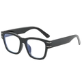 Klassische schwarze quadratische Brille mit Blaulichtfilter-Gläsern und silbernen Details - Glänzend Schwarz