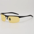 Polarized night vision driving sunglasses with yellow lenses and black semi-rimless frame - Black Frame Yellow Lens