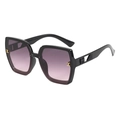 Trendy oversized square sunglasses with purple gradient lenses and gold metal accents - B03Z-2 / Bright Black Frame Pink Grey