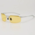 White semi-rimless sports sunglasses with yellow night vision lenses for cycling - White Frame Yellow Lens