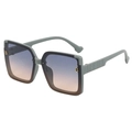 Lunettes de soleil carrées tendance avec verres dégradés et logo B sur les montures - B03 Z-2 / Gris Vert Sablé / Verres Dégradés Gris-Thé