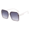Lunettes de soleil carrées blanches avec verres dégradés gris-violet et logo B doré - B03 Z-2 / Monture Blanc Sablé / Verres Dégradés Gris