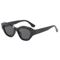 Chunky black cat eye sunglasses with thick frames and sculpted geometric temples - Black Frame Black Grey Lens