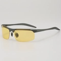 Polarized night vision driving sunglasses with matte grey frame and yellow lenses - Gunmetal Frame Yellow Lens
