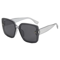 Schicke quadratische Übergroße Sonnenbrille in Transparentgrau mit Metall-W-Logo - Rauchgrau