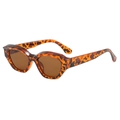 Retro tortoiseshell cat-eye sunglasses with thick frame and decorative temple logo - Tortoise Frame Tea Lens