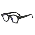 Classic round thick-frame sunglasses with gold rivets and UV protection for men and women - Black Frame Anti-Blue Light Clear Lens
