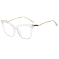 Occhiali anti-luce blu cat-eye trasparenti con aste sottili in metallo dorato - Montatura Trasparente (C3)