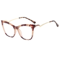 Occhiali cat-eye retrò con motivo tartarugato e stanghette ondulate in metallo dorato - Tartarugato Floreale Rosa (C2)